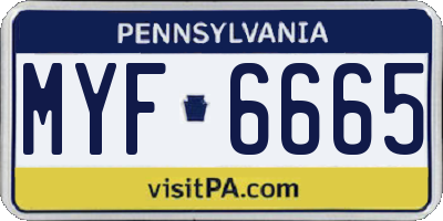 PA license plate MYF6665