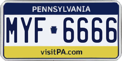PA license plate MYF6666