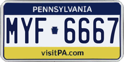 PA license plate MYF6667