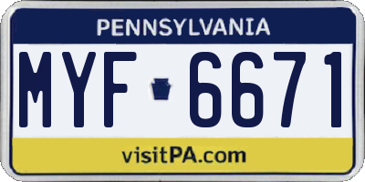 PA license plate MYF6671