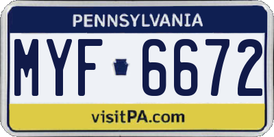 PA license plate MYF6672