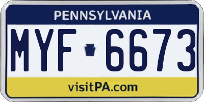 PA license plate MYF6673