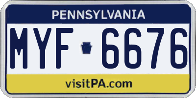 PA license plate MYF6676