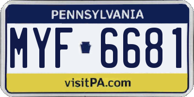 PA license plate MYF6681