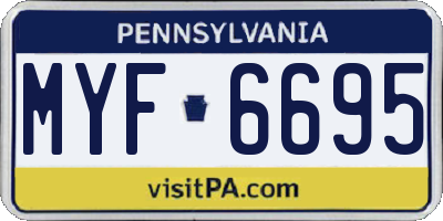 PA license plate MYF6695