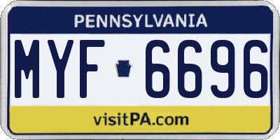 PA license plate MYF6696