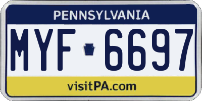 PA license plate MYF6697
