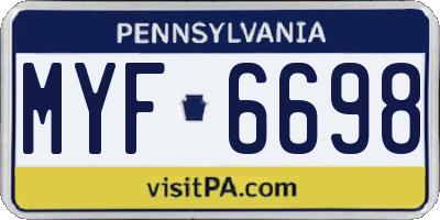 PA license plate MYF6698