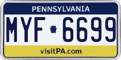 PA license plate MYF6699