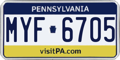 PA license plate MYF6705