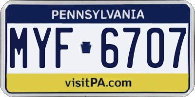 PA license plate MYF6707