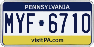 PA license plate MYF6710
