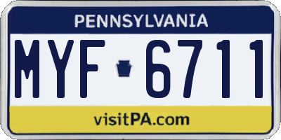 PA license plate MYF6711