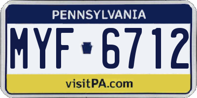 PA license plate MYF6712