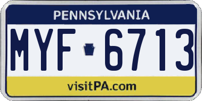 PA license plate MYF6713
