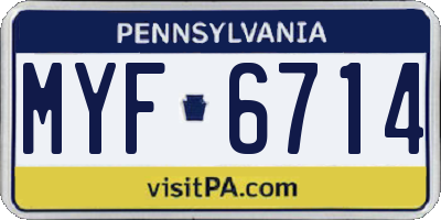 PA license plate MYF6714