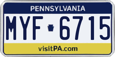 PA license plate MYF6715