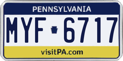 PA license plate MYF6717