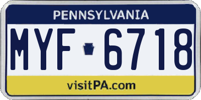 PA license plate MYF6718