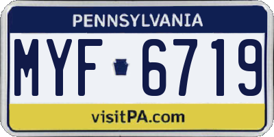 PA license plate MYF6719