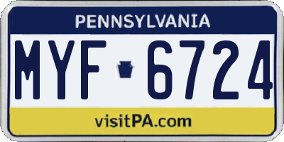 PA license plate MYF6724