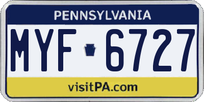 PA license plate MYF6727