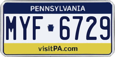 PA license plate MYF6729