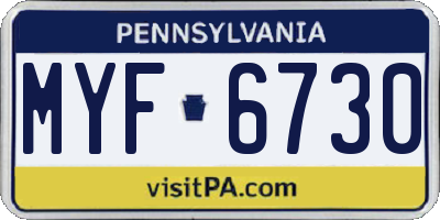 PA license plate MYF6730