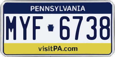 PA license plate MYF6738