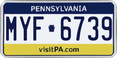 PA license plate MYF6739