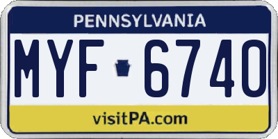 PA license plate MYF6740