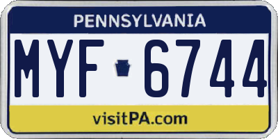 PA license plate MYF6744