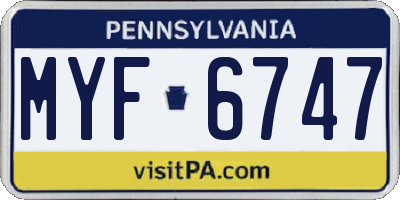PA license plate MYF6747