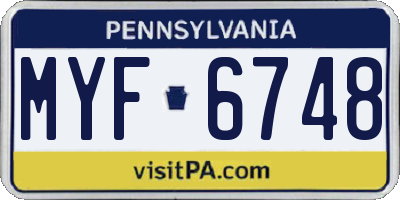 PA license plate MYF6748