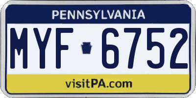 PA license plate MYF6752