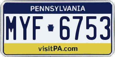 PA license plate MYF6753