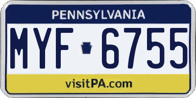 PA license plate MYF6755