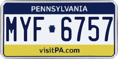 PA license plate MYF6757
