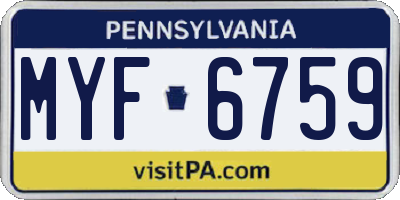 PA license plate MYF6759
