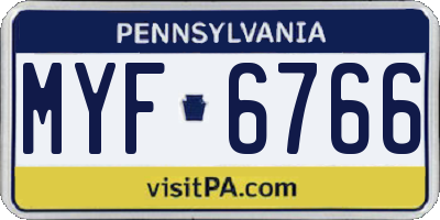 PA license plate MYF6766