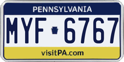 PA license plate MYF6767