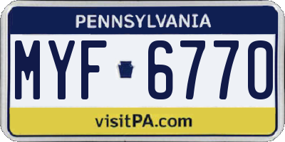 PA license plate MYF6770