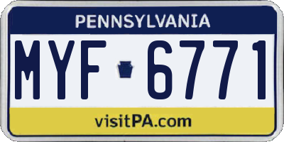 PA license plate MYF6771