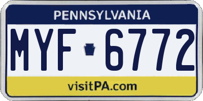 PA license plate MYF6772