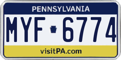 PA license plate MYF6774