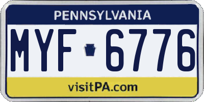 PA license plate MYF6776