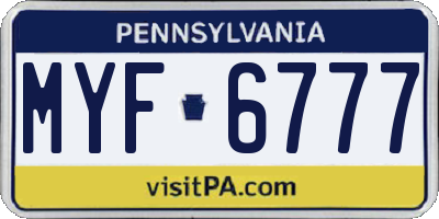 PA license plate MYF6777