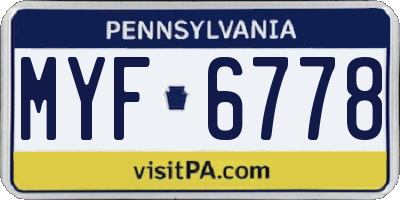 PA license plate MYF6778