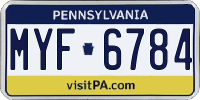 PA license plate MYF6784