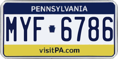 PA license plate MYF6786